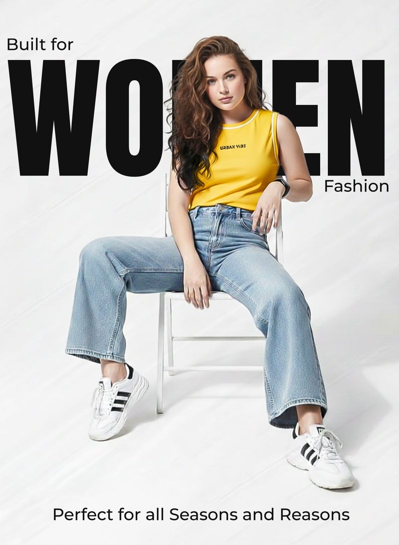 Selecta Now Ladies Sleeveless Cotton T-Shirt Yellow Breathable Contrast Piping Tank Top Soft Stretchable Women’s T Shirt - Image 2